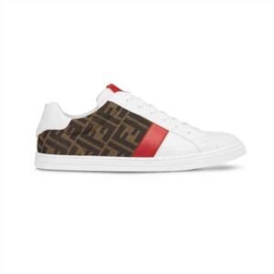 FENDI FF LOGO PRINT LOW-TOP SNEAKERS - FD16