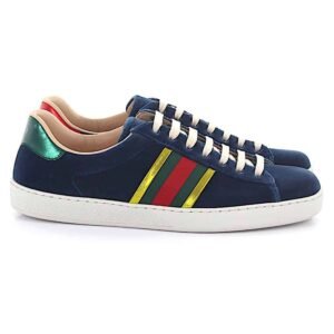 GUCCI ACE SNEAKER VELVET BLUE METALLIC STRIPE - GC40