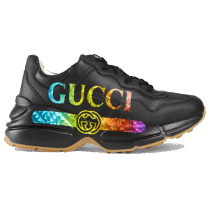 GUCCI RHYTON LEATHER SNEAKER WITH GUCCI LOGO