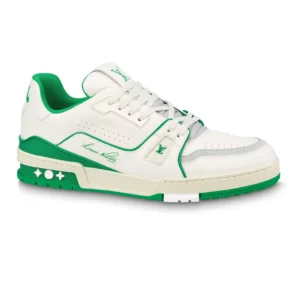 LOUIS VUITTON LV TRAINER SNEAKERS IN WHITE AND GREEN – LSVT355