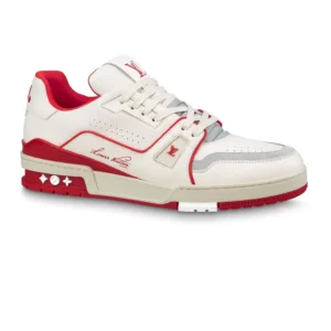LOUIS VUITTON LV TRAINER SNEAKERS IN WHITE AND RED – LSVT354