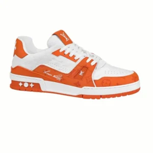 LOUIS VUITTON TRAINE SNEAKERS IN WHITE AND ORANGE – LSVT386