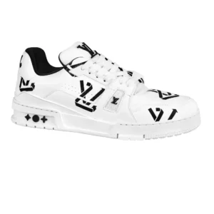 LOUIS VUITTON TRAINER LOW-TOP SNEAKERS IN WHITE AND BLACK – LSVT389