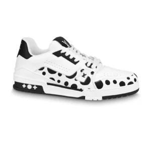LOUIS VUITTON X YAYOI KUSAMA TRAINER CALF LEATHER SNEAKER IN BLACK AND WHITE – LSVT372