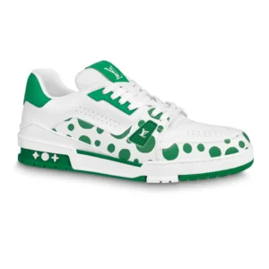 LOUIS VUITTON X YAYOI KUSAMA TRAINER CALF LEATHER SNEAKER IN GREEN AND WHITE – LSVT374