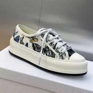 WALK'N'DIOR PLATFORM SNEAKERS UNISEX TOILE DE JOUY MEXICO EMBROIDERED WHITE/BLUE – CD152