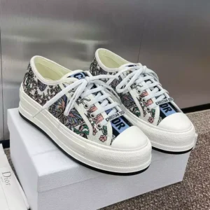 WALK'N'DIOR PLATFORM SNEAKERS UNISEX TOILE DE JOUY PAPILLON EMBROIDERED WHITE – CD193
